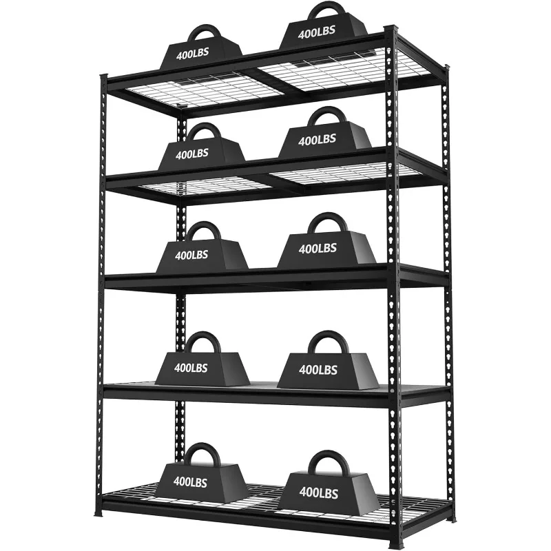 4000 lbs 5-Tier Metal Shelving Unit, 72”H x 48”W x 24”D, Heavy Duty Adjustable Storage Rack, for Garage, Basement, Warehouse,