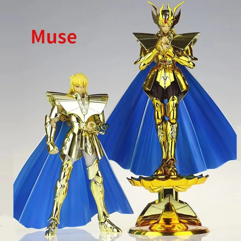 

In Stock CS Saint Seiya Myth Cloth EX Virgo Shaka with Shun Head +Lotus Base 24K/OCE Gold Knights of The Zodiac Action Figure