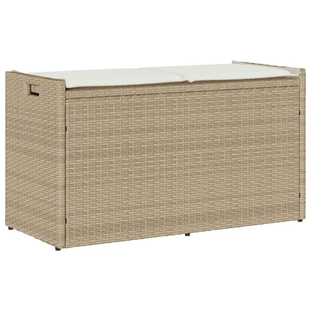 

Beige Waterproof Outdoor Storage Bench Poly Rattan Garden Furniture Seating Solution 39.4in x 17.7in x 22.4in