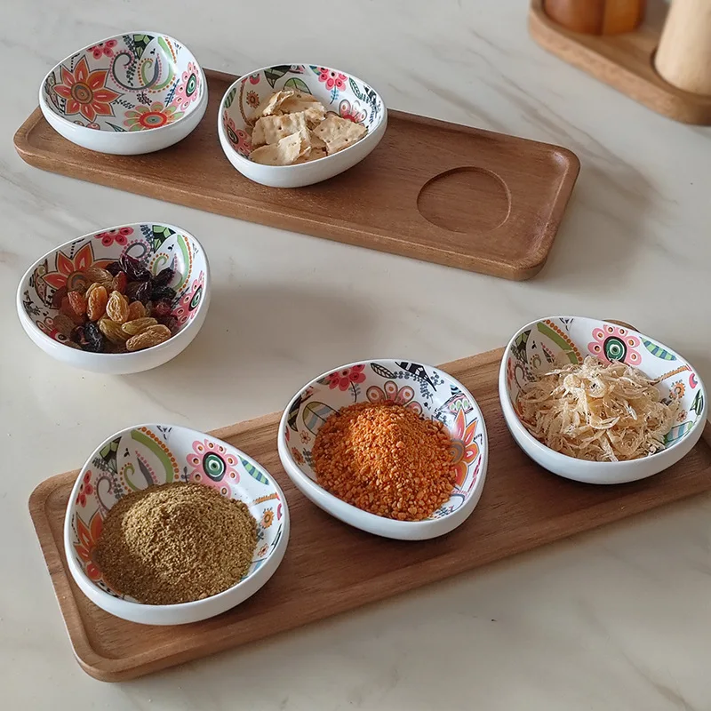 

Ceramic Butterfly Flower Pattern Small Dish - Japanese Home Use for Snacks, Tea Treats, Dipping Bowls, Condiment Serving Tray