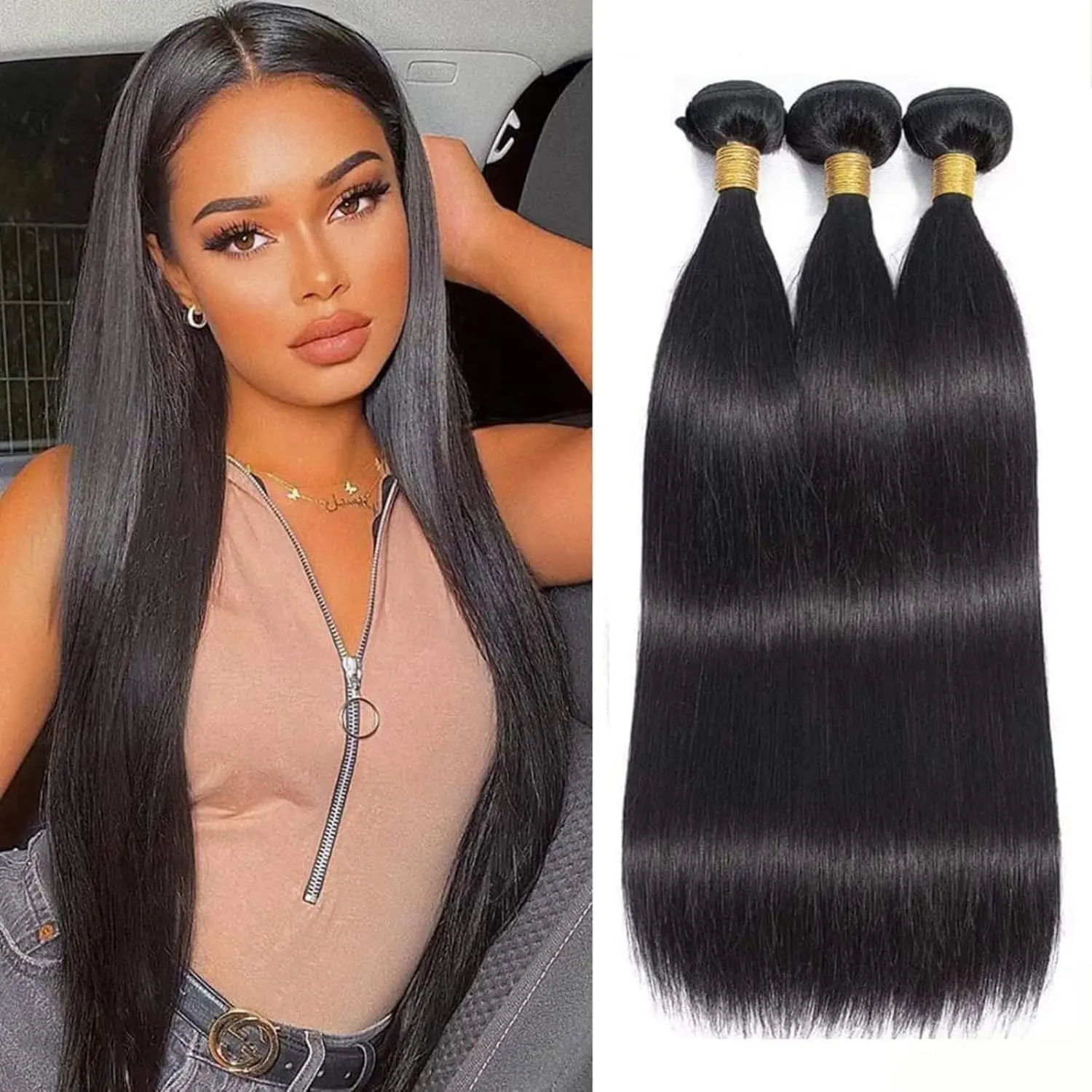 Brazilian Virgin Straight Hair 2/3/4 Bundles (18 20 22 24 Inch) 10A Brazilian Straight Hair Bundles 100% Unprocessed Virgin Hair