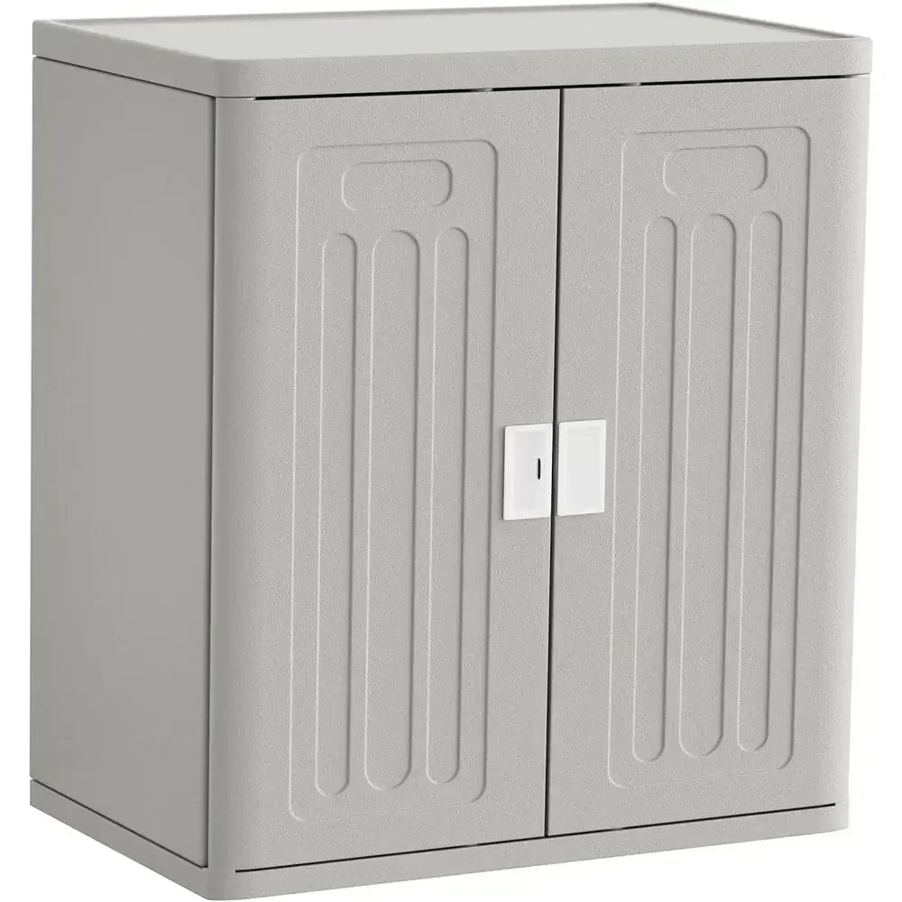Weatherproof Outdoor Storage Cabinet with 1 Shelf, All-Weather Patio Shed for Lawn Care Accessories, 19.7 D x 29.5 W x 35.4 H, G