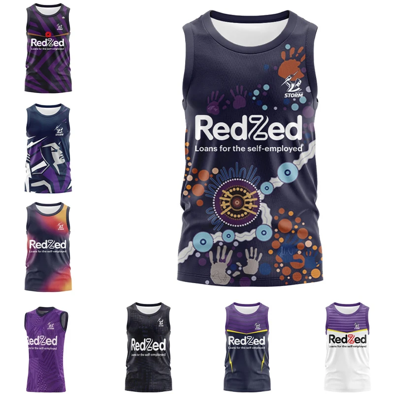 2024 Melbourne Storm Home/Away/Regiment/Indigenous Singles Rugby Jersey Men\'s Tank Top (Custom name and number )