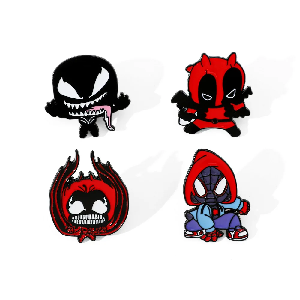 Disney Superbohaterowie Szpilki Kreskówka Deadpools Spidermans Venoms Alloy Badge Anime Broszka Plecak Akcesoria Wykwintne małe prezenty