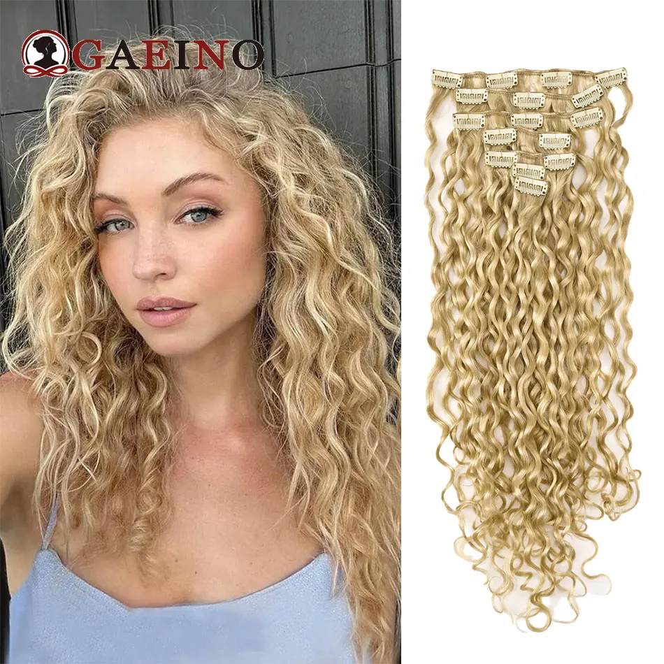 12a onda de água clipe em extensões de cabelo real natural remy cabelo 120g 7 pçs mel loira platina mix clipe em extensões de cabelo humano