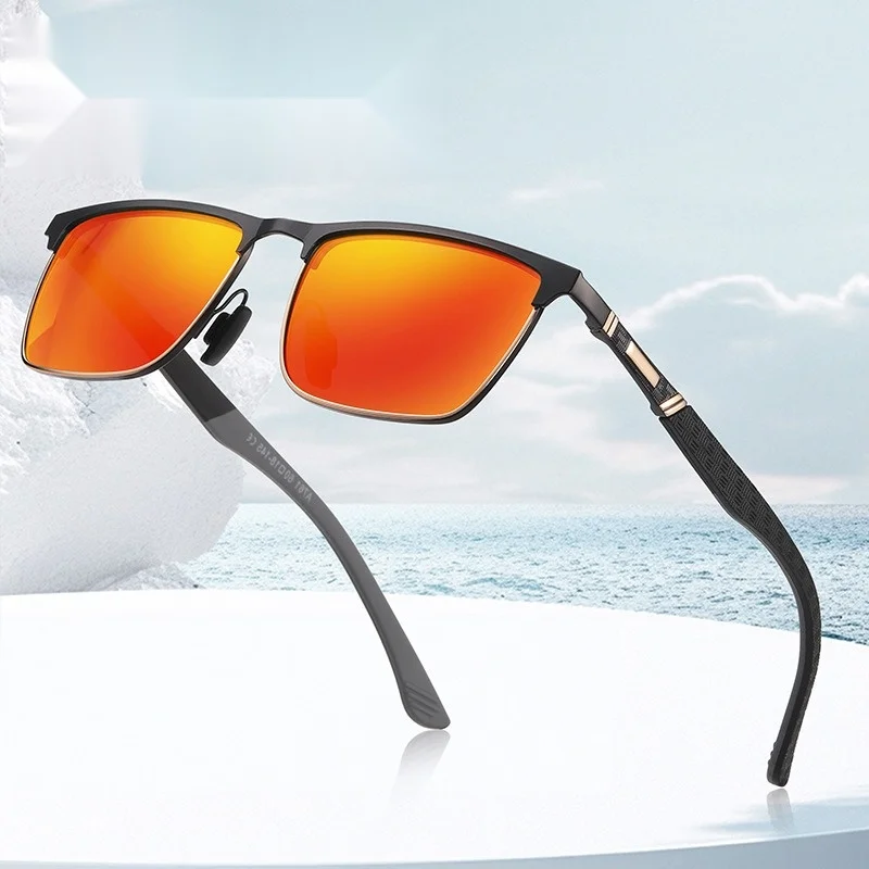 Polarized Photochromic Driving Sunglasses Men Women Luxury Square Metal Frame Night Vision Lens UV Protection Shades A761
