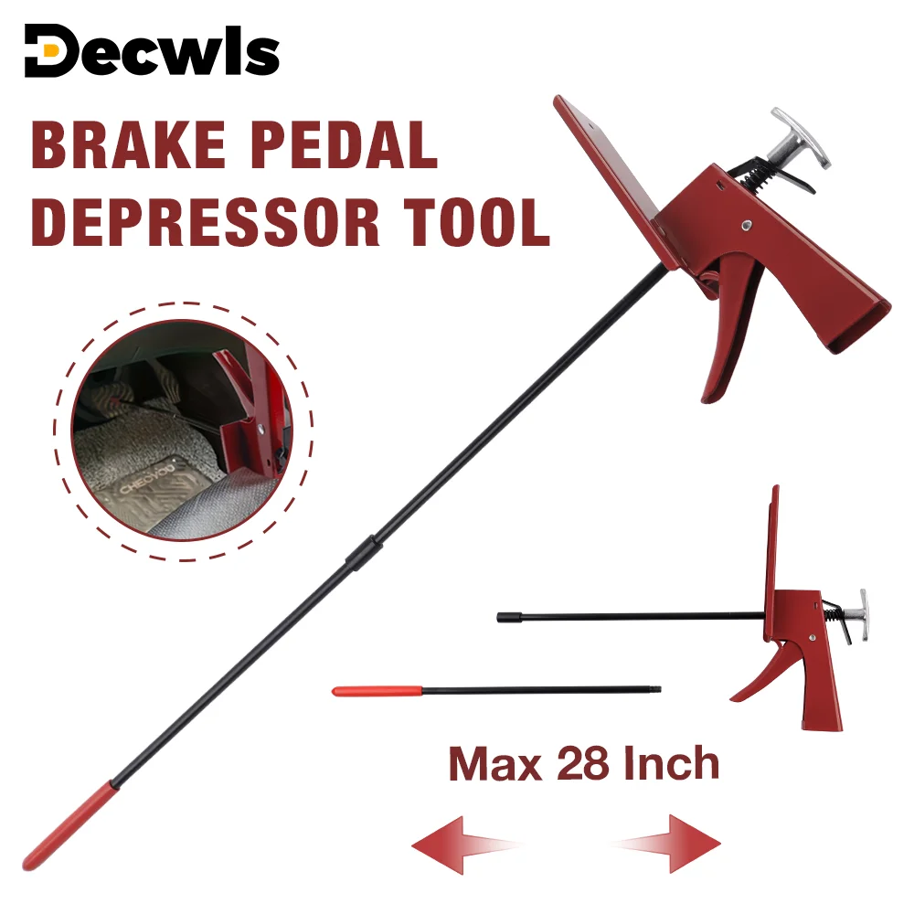 

28-дюймовый инструмент для снятия педали тормоза автомобиля регулируемый по длине инструмент для фиксации педали предотвращающий проскальзывание транспортного средства для проверки и обслуживания транспортного средства