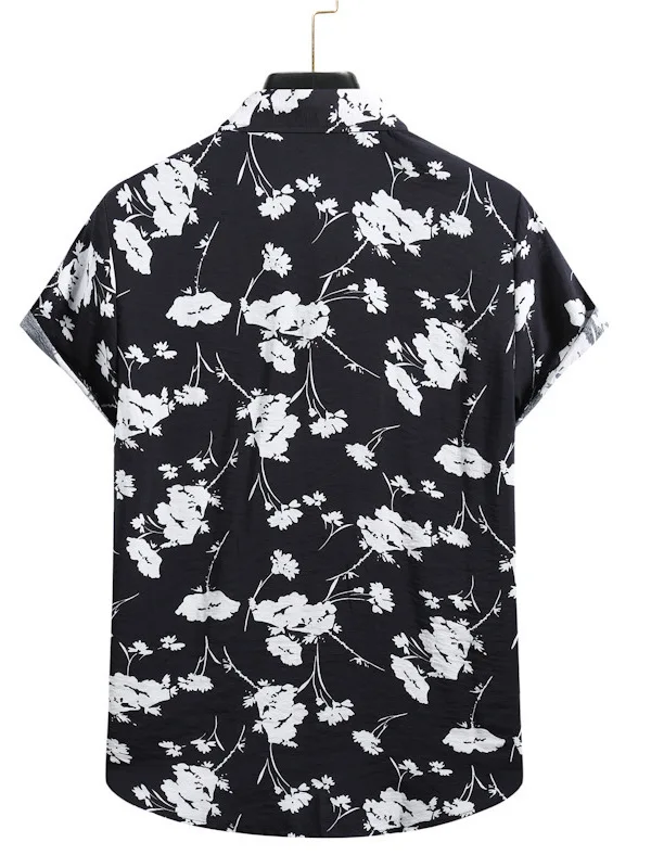 Slim Fit atau Sve irt dengan Kerah Lipat Bule Kerah Serat Poliester Muda Musim Panas Kasual atau Sve T-irt