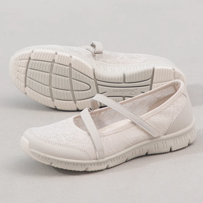 Skechers Women's Slip-On Versatile Shallow-Mouthed Single Shoes with Mesh Surface, Breathable, Lightweight, Fashionable Casual Shoes 100366-Nat