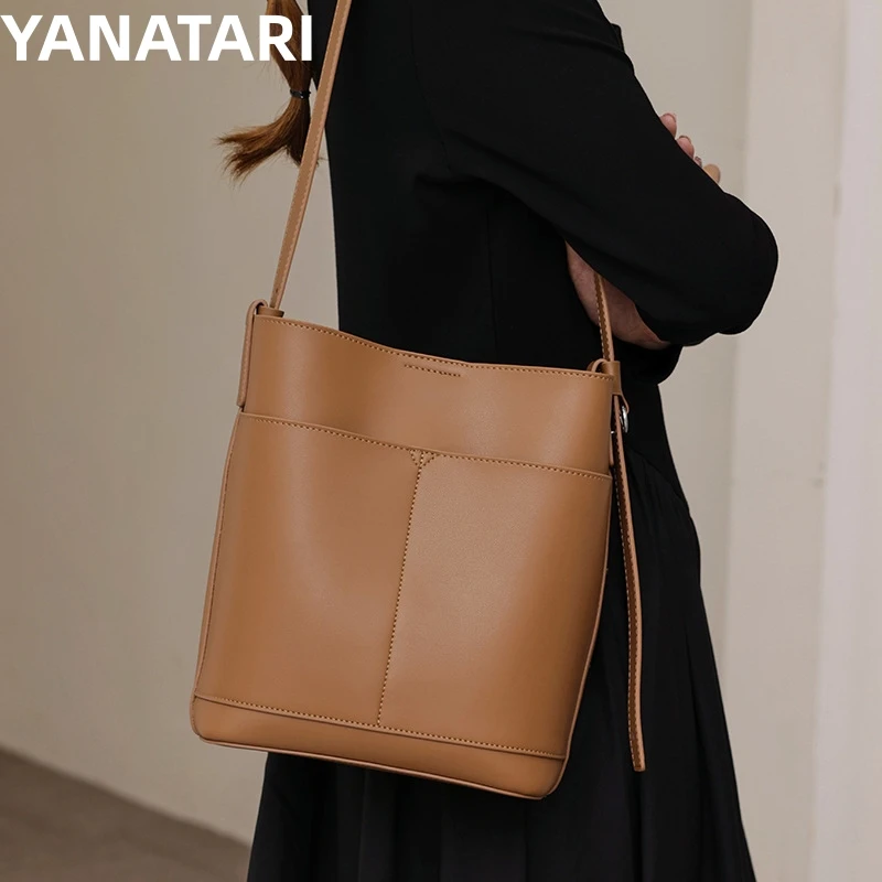 Women\'s Large Capacity Shoulder Bag armpit bag Ladies Genuine Leather Commuter Shopper Bags bucket bag luxury Handbag Big tote