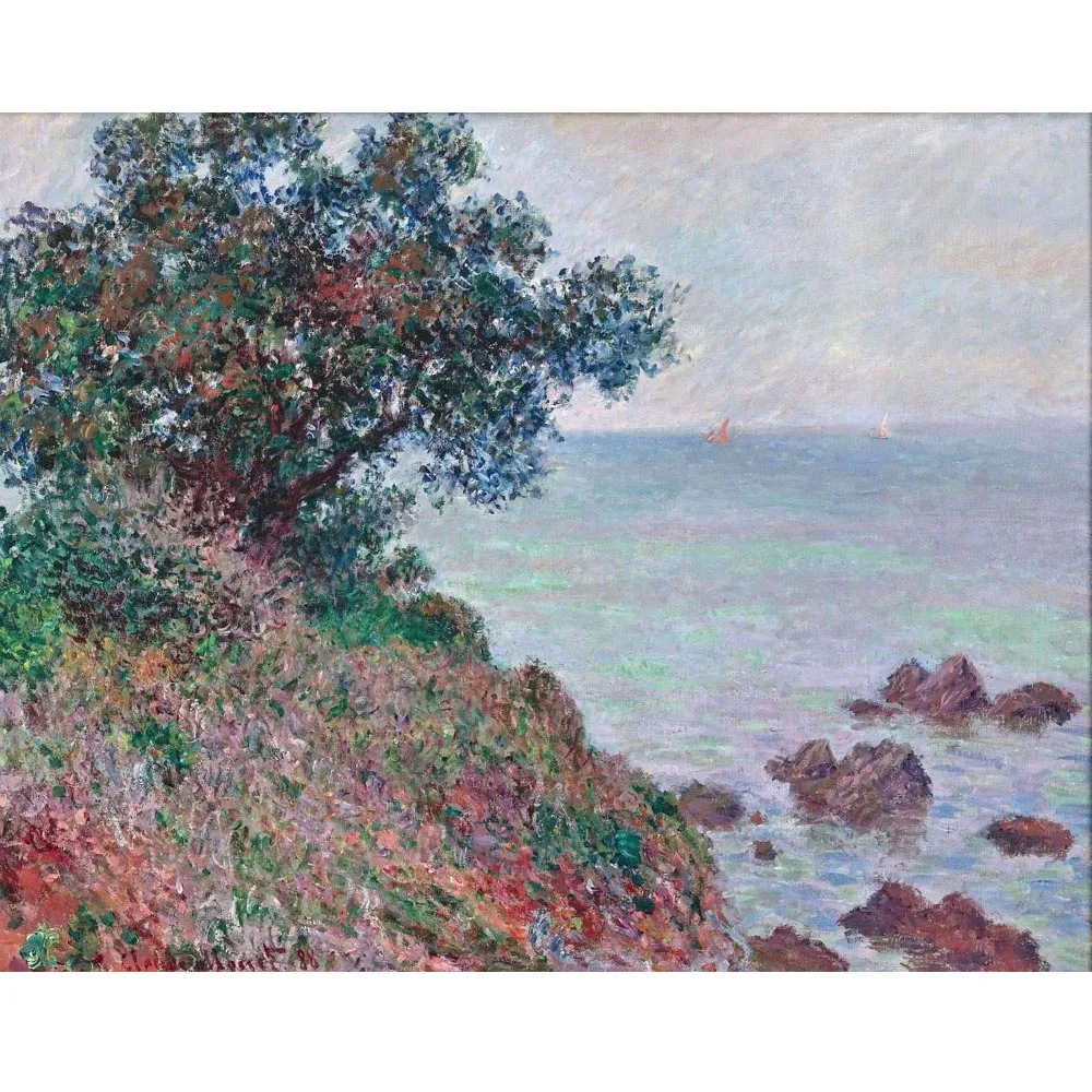 

Hand painted high quality reproduction of Mediteranian Coast, Grey Day by Claude Monet Landscape painting on canvas Home decor