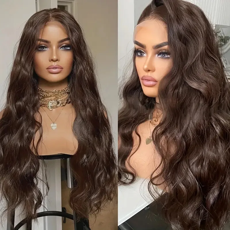 Front Lace Long Wavy Wig, Fluffy and Elastic Black Loose Curly Hair, Daily Fashion, Shape-retaining