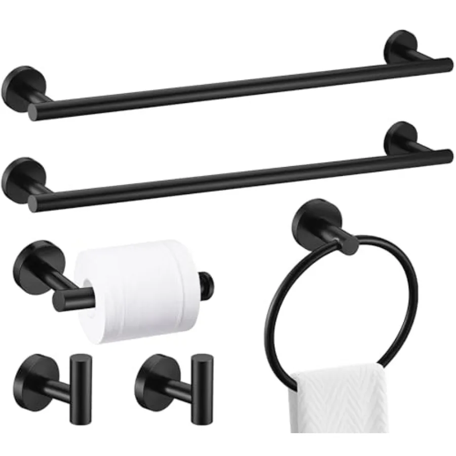 

Bathroom Hardware Accessories Set SUS304 Stainless Steel 24 Inch Bath Towel Bar Set Round Bathroom Towel Holder Set Towel Racks