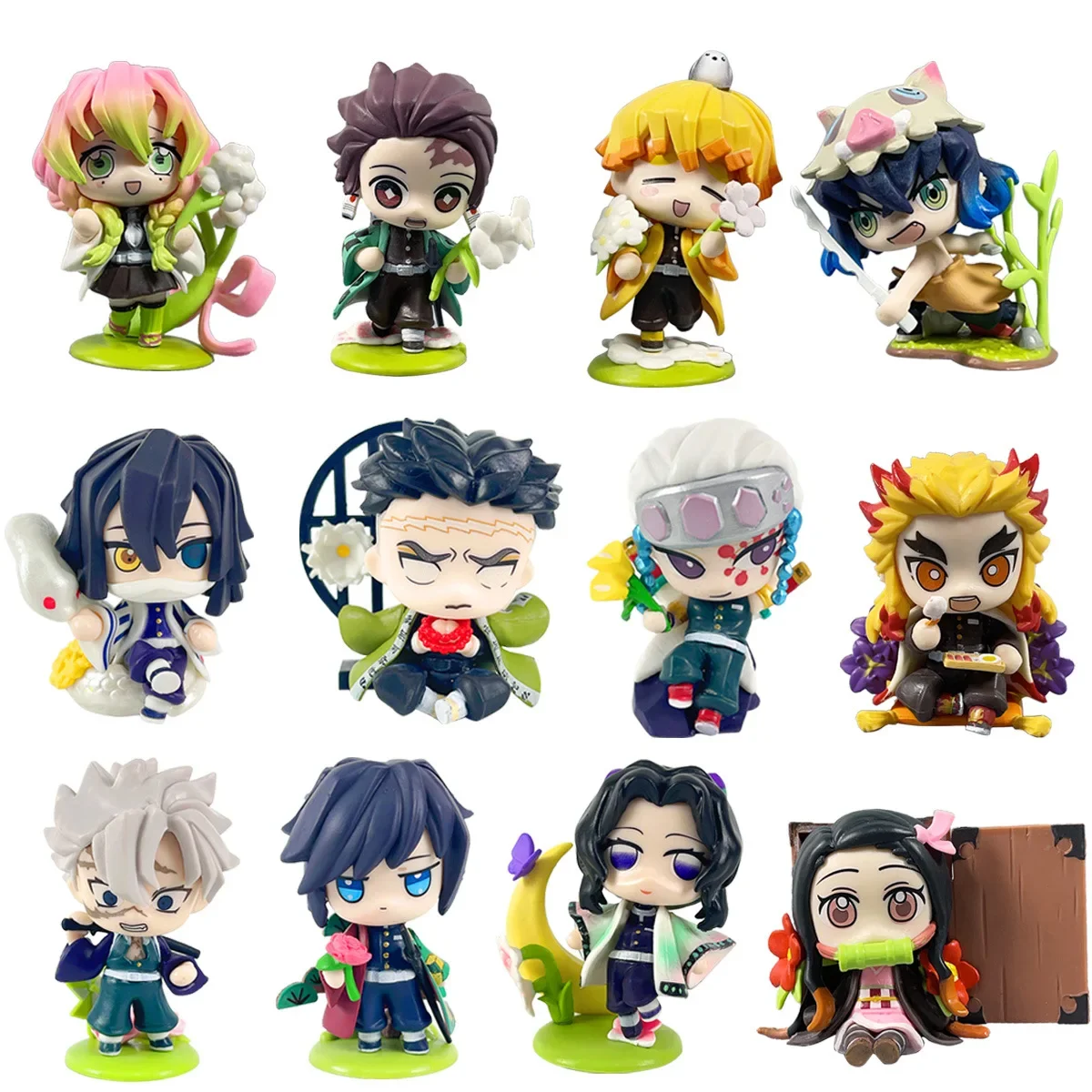 6pcs/set Demon Slayer Sanemi Shinazugawa Shinobu Kochou Obanai Iguro Himejima Gyoumei Cute Action Figures Toys Boys Xmas Gifts