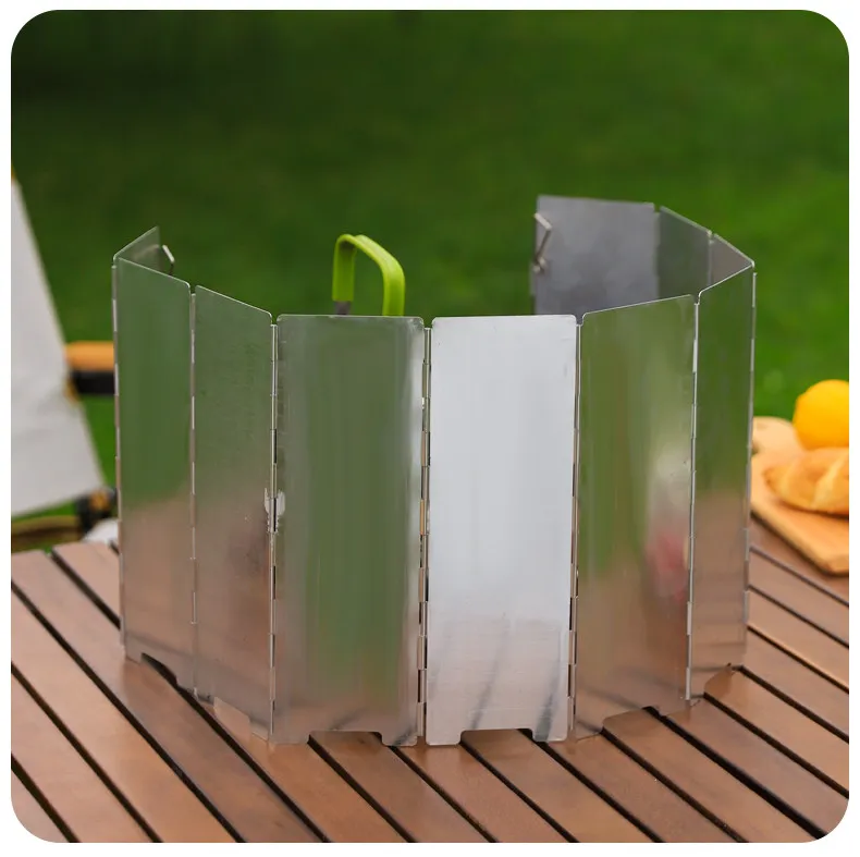 Camping stove windshield, ultra-light folding latch windshield, ten-piece thick with storage bag