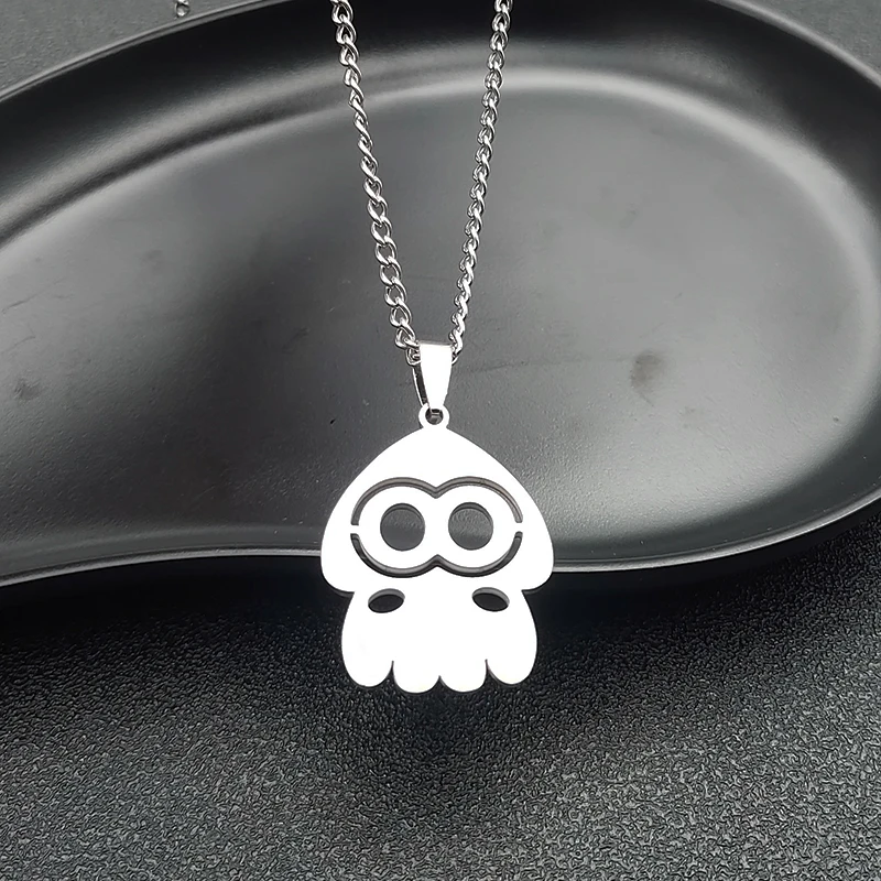 Splatoon Game Peripheral Octopus Titanium Steel Pendant Necklace Jewelry Anime Model Girl Holiday Gift