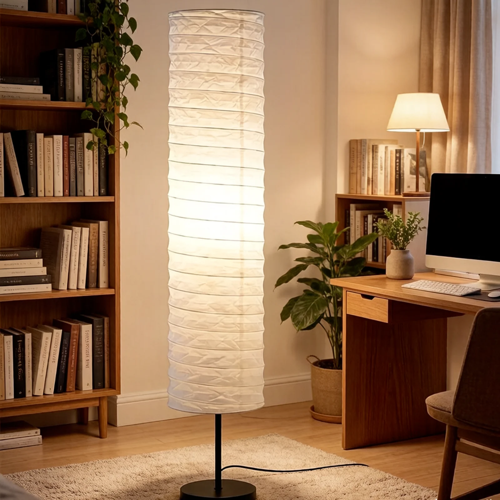 

Corner Lamp Cover, Elegant Rice Paper Floor Lamp Shade,Creates Warm & Mild Ambiance for Living Room,Bedroom,Foldable for Storage