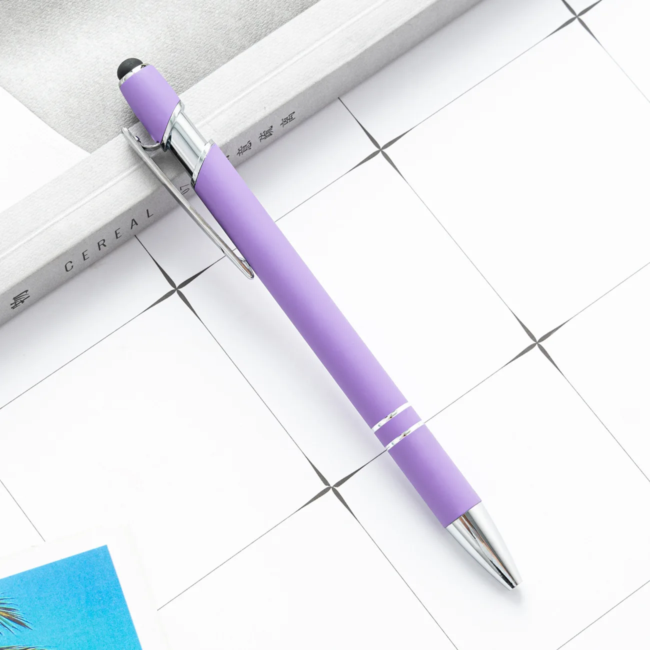 1 Pcs Wholesale Metal Spray Ballpoint Pen Handwriting Touch Pen Rubber Plastic Aluminum Rod Korean Stationery