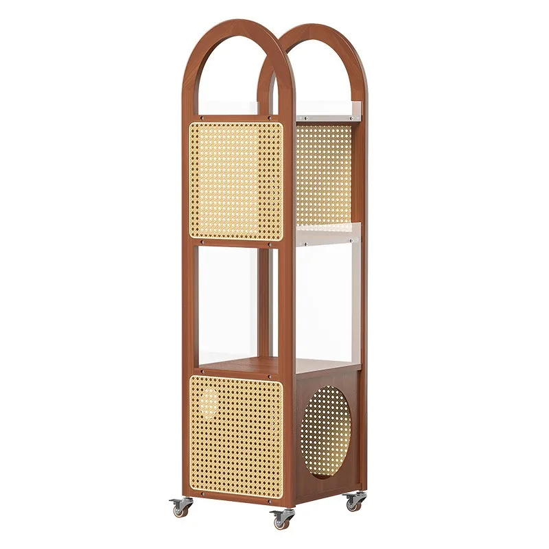 Vintage medieval rattan corner rack cat nest storage rack living room bookcase bedroom solid wood corner storage rack