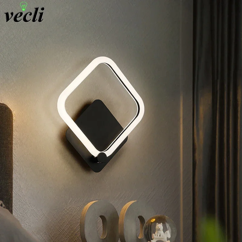 

New Modern LED Wall Lamps For Bedroom Bedside Lights Gold Black Sconce Aluminum Corridor Indoor Lighting Decorate