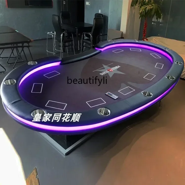 NewNew Texas Poker Table with Remote Control LED Lights Color Changeable More than Poker Table