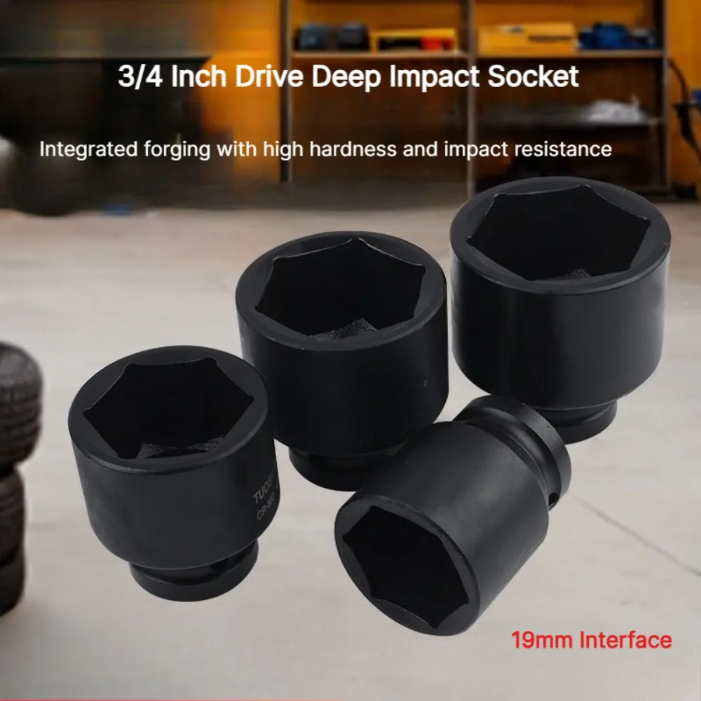 3/4 Inch Drive Deep Impact Sockets Hex 6 Point Metric Air Pneumatic Socket Wrench Head 17-50mm Standard Durable Car Auto Tool