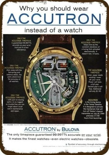 1962 Accutron Bulova Spaceview Watch Vintage Look Replica Metal Tin Sign  Wall Art