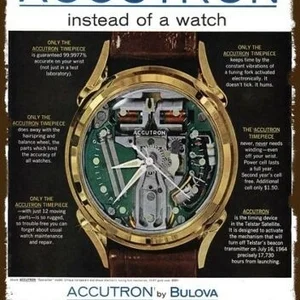 Metal Tin Sign Wall Art, Auditron Bulova Spaceview watch, replica Vintage, 1962 8 Main Sales Bulova Watch - №1