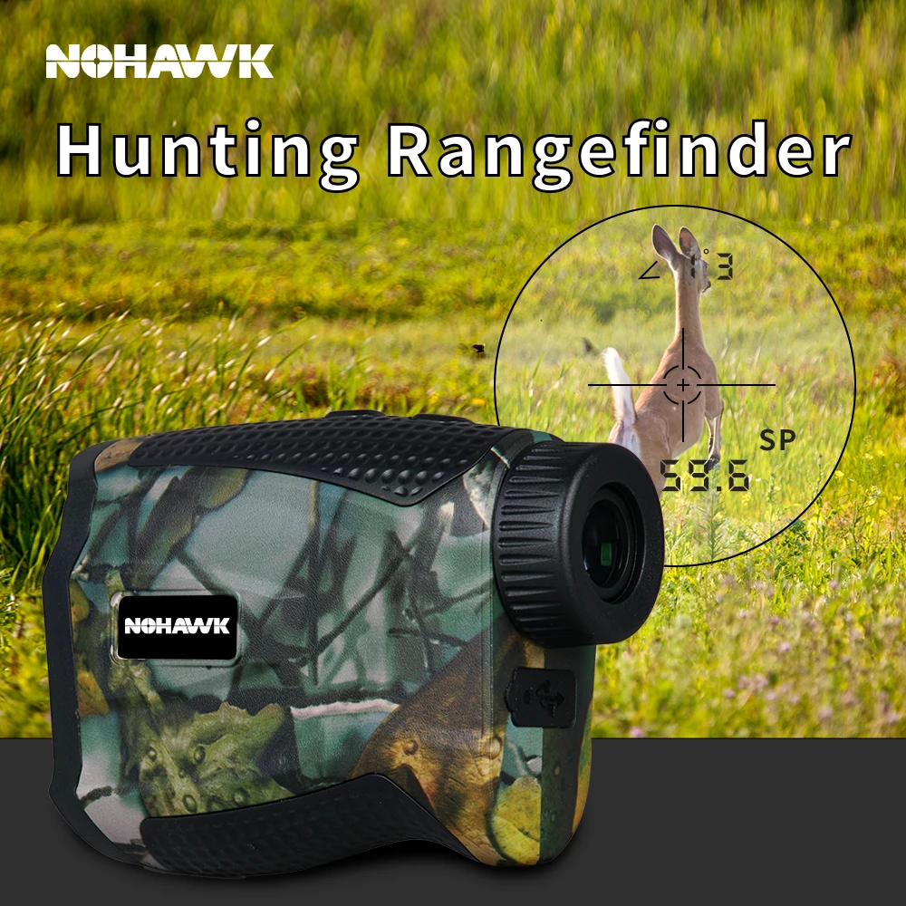 NOHAWK Multifunctional Camo Rangefinder, 6x Magnification,  Scan , Speed Mode and Slope Compensation for Hunting Range Finder