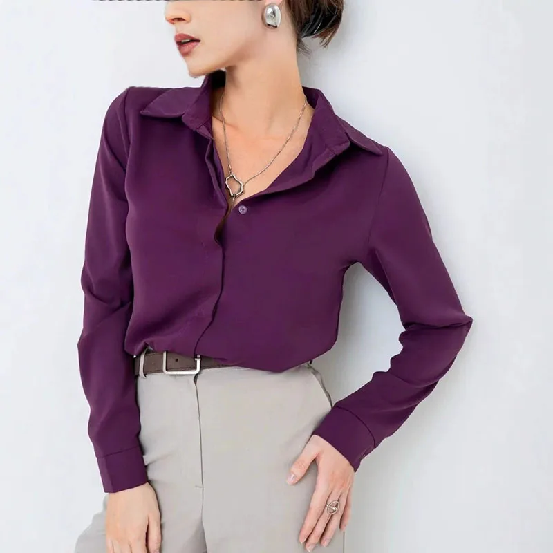 Elegant Temperament Business White Shirt Female Fashion Streetwear Turndown Collar Blouses High-end Slin Fit Button-up Shirts