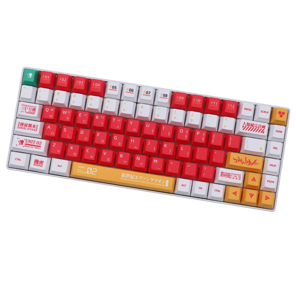 Russian/Korean/English language Eva 00 01 02 04 08 PBT Keycaps Cherry Profile PBT 한글 for ansi layout  Mechanical keyboard