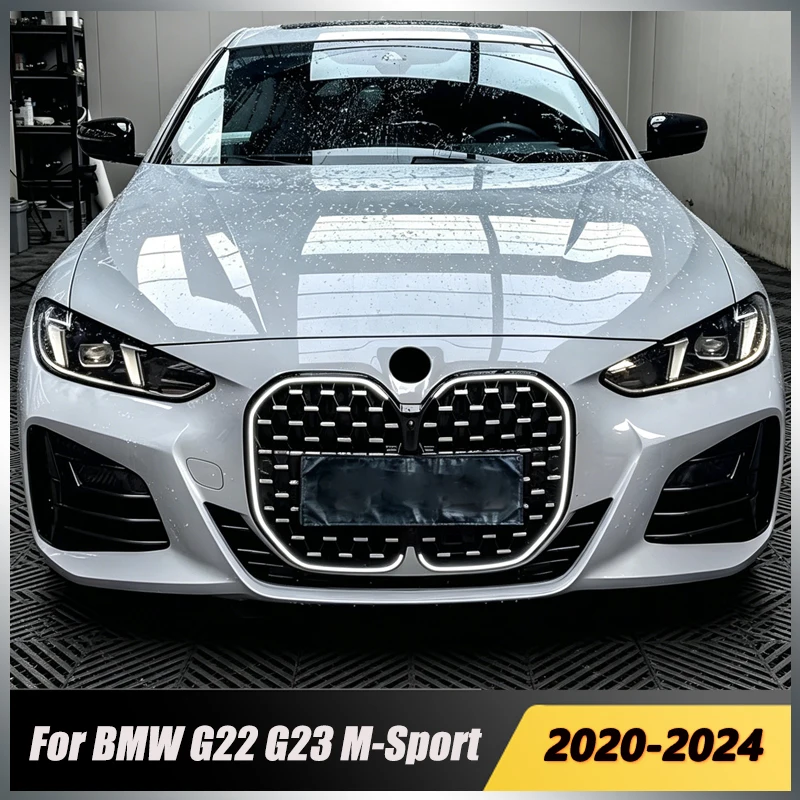LED-Grill mit Beleuchtung im Meteor-Stil, Auto-Rennsport-Mesh-Grill für BMW G22 G23 M-Sport 420i 430i 435i M440i 420d 2020-2024