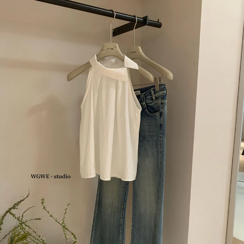 여름 신상 여성 루즈핏 민소매 베스트 불규칙한 네모난 디자인 고품질 아우터웨어 패셔너블 캐주얼 슬리