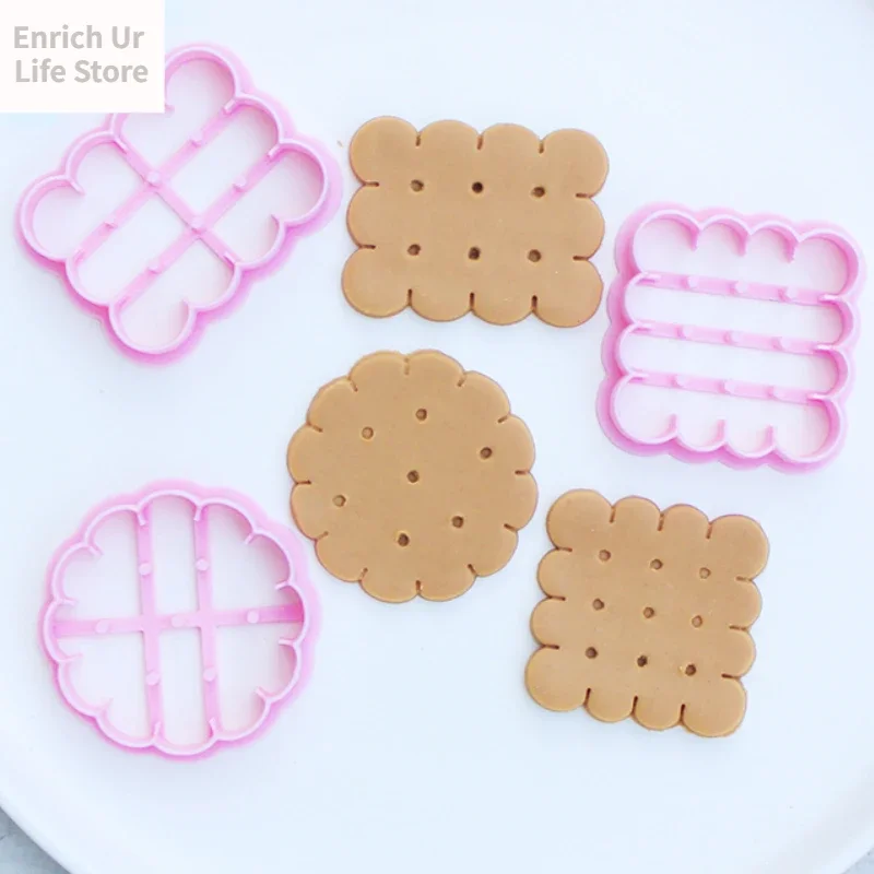 Retro Square Round Classic Biscuit Mold 3D Press Cookie Embosser Stamp Birthday Antique Biscuit Mould Cookie Cutter Baking Tools