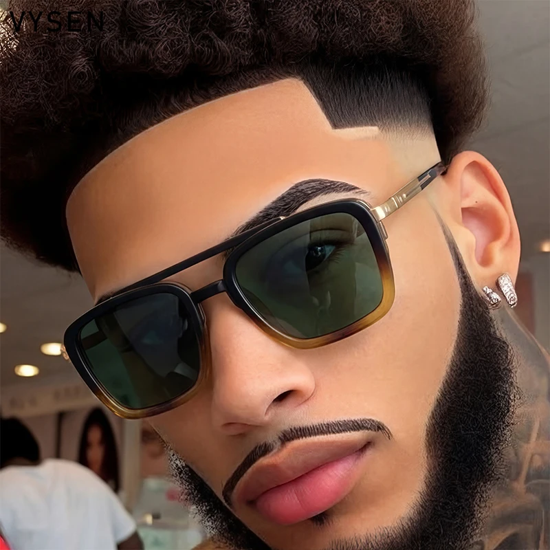 

Vintage Square Polarized Sunglasses Men 2026 Luxury Brand Designer Double Bridge Steampunk Sun Glasses For Male Oversized Shades