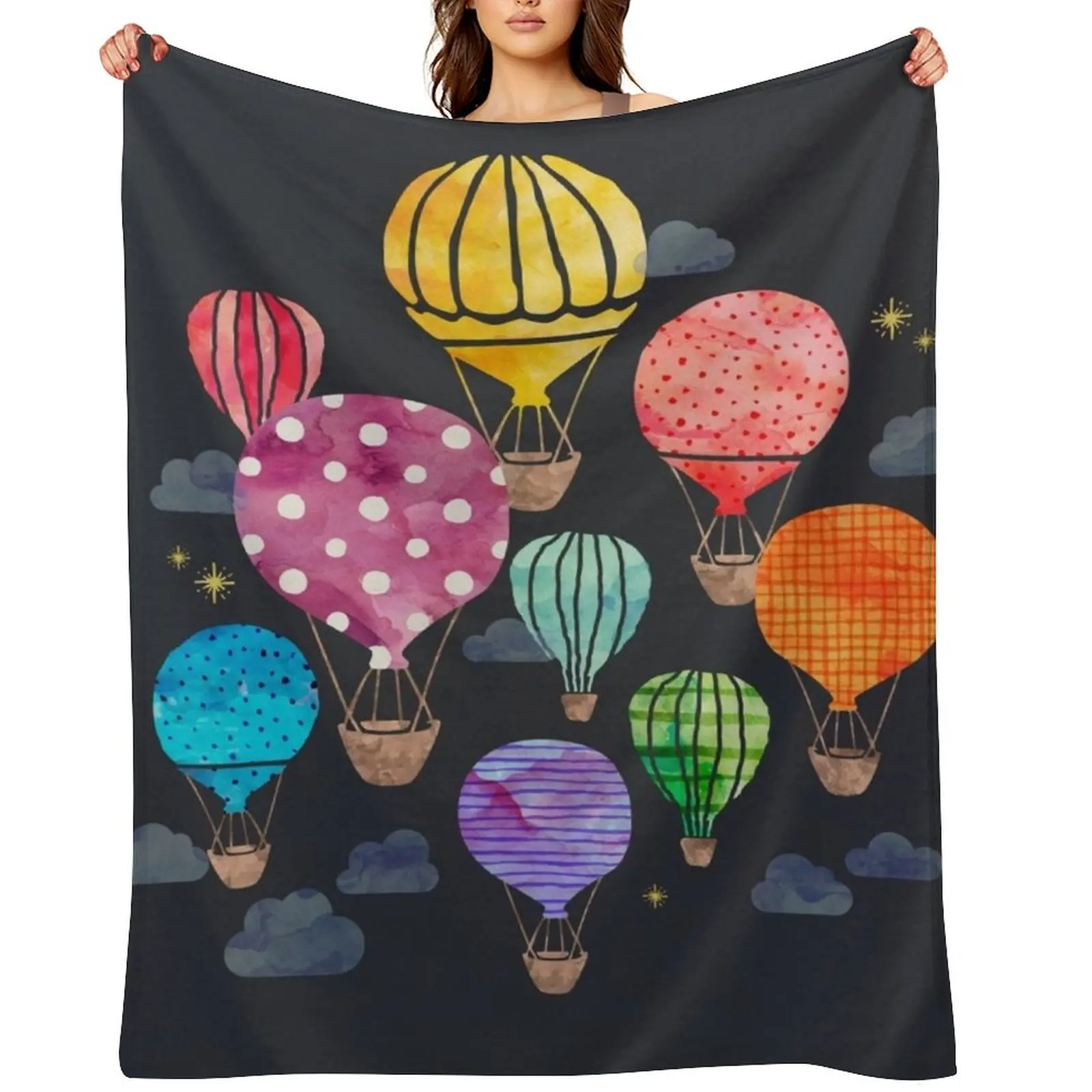 

Hot Air Balloon Night Throw Blanket sofa bed For Decorative Sofa Beautifuls Decorative Sofa Blankets