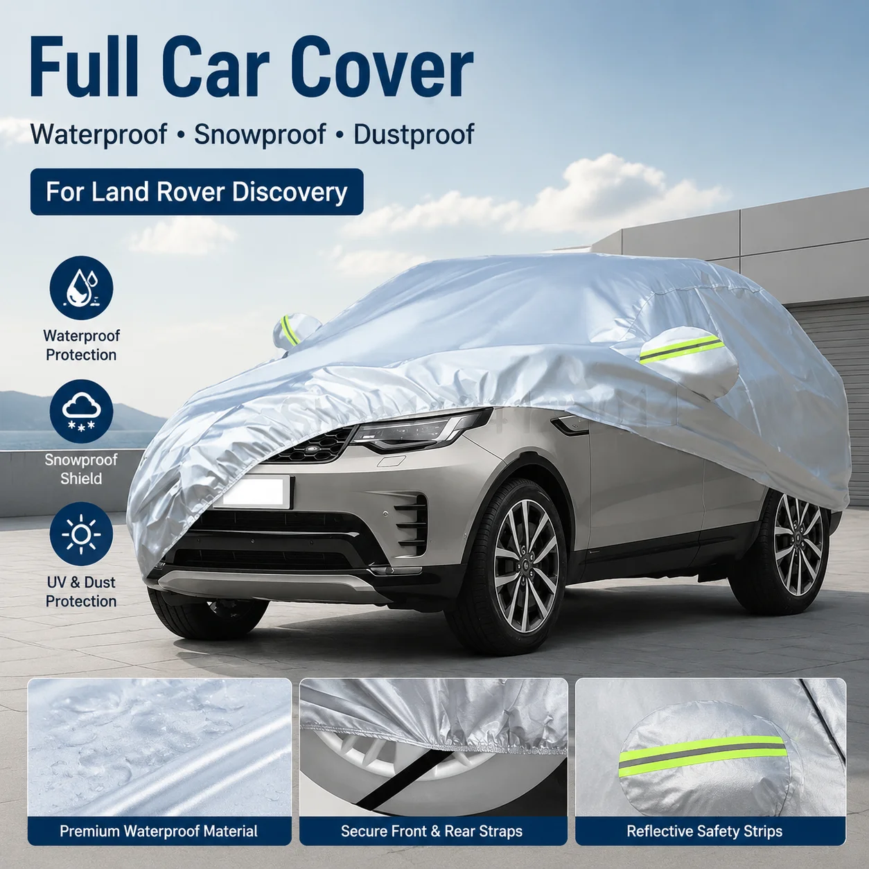 Waterproof Outdoor Full Car Cover Reflective Strip Snowproof Dustproof UV Protection For Land Rover Discovery Auto Exterior Acce