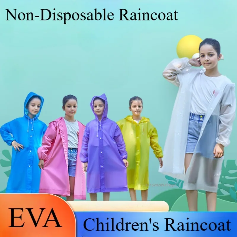 Children Waterproof Rain Poncho Non-Disposable Travel Rain Gear Coat Outdoor Hiking Accessories Child Raincoat Kids Rainwear