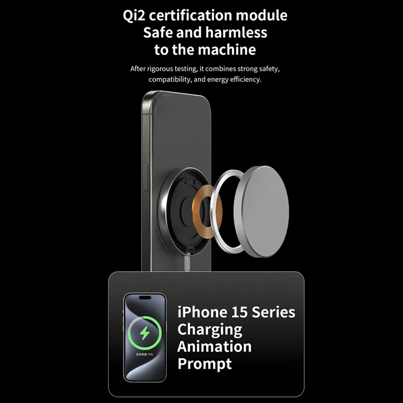 Wireless Charger Qi2 Magnetic Wireless Charger Ultra-Thin Aluminum For Apple 15W Cell Phone Wireless Charger
