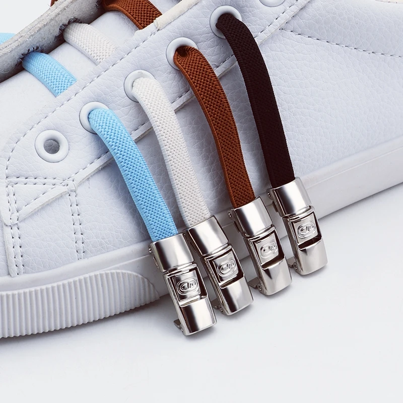 اضغط على أربطة الحذاء بإبزيم بدون أربطة أحذية بدون أربطة، رباط حذاء مرن مسطح واسع، أحذية رياضية للتنس، أربطة سهلة الاستخدام، إكسسوارات الأحذية