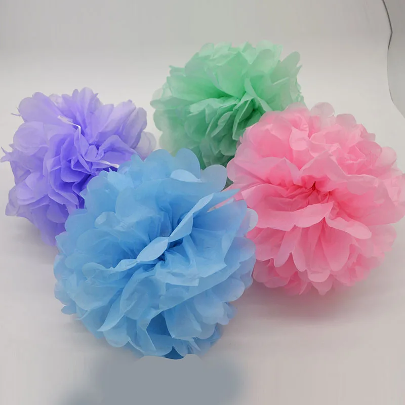 1pcs 25cm Tissue Paper Pom Poms Flowers Balls baby Shower Wedding Party Decoration pompoms pompom ball Festival Mariage