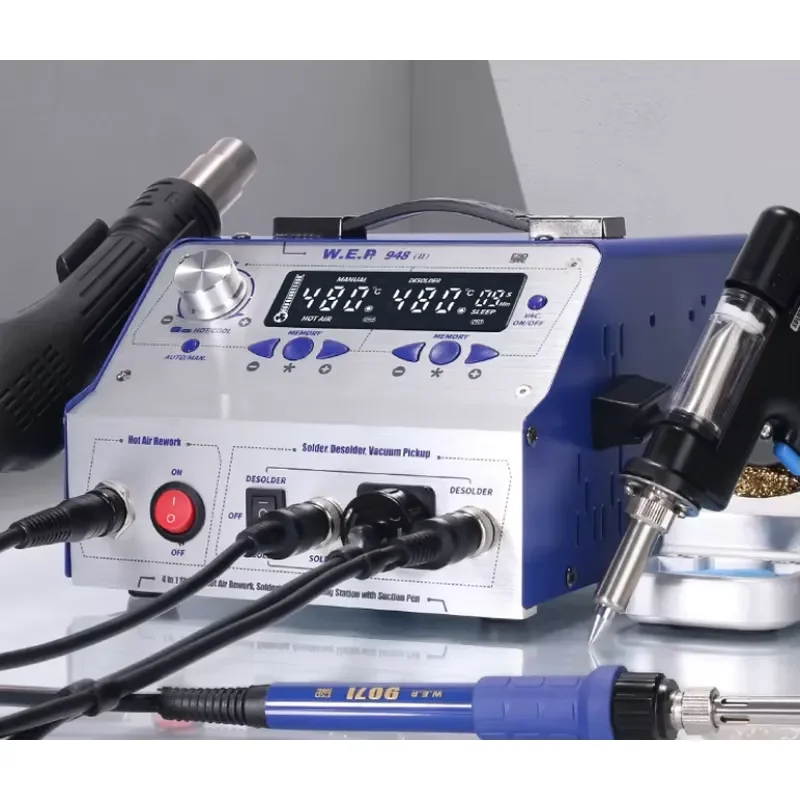 WEP 948-II Suction Tin Desoldering Station Hot Air Soldering Iron Suction Pen 4 in 1 Intelligent Soldering Station
