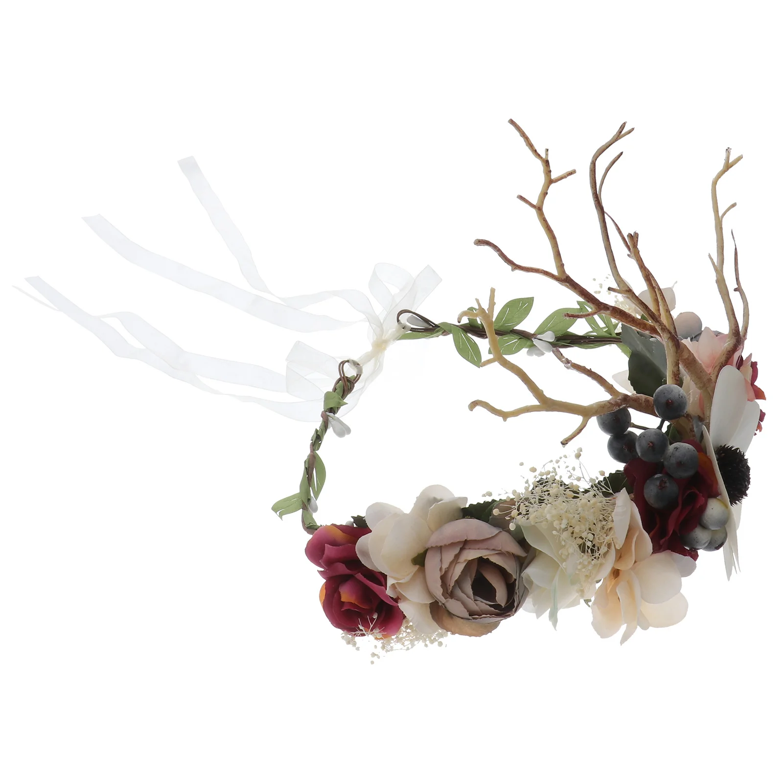 Flower Head Wreath Headband Floral Headpiece Crown Headwear Wedding Hair Accessories