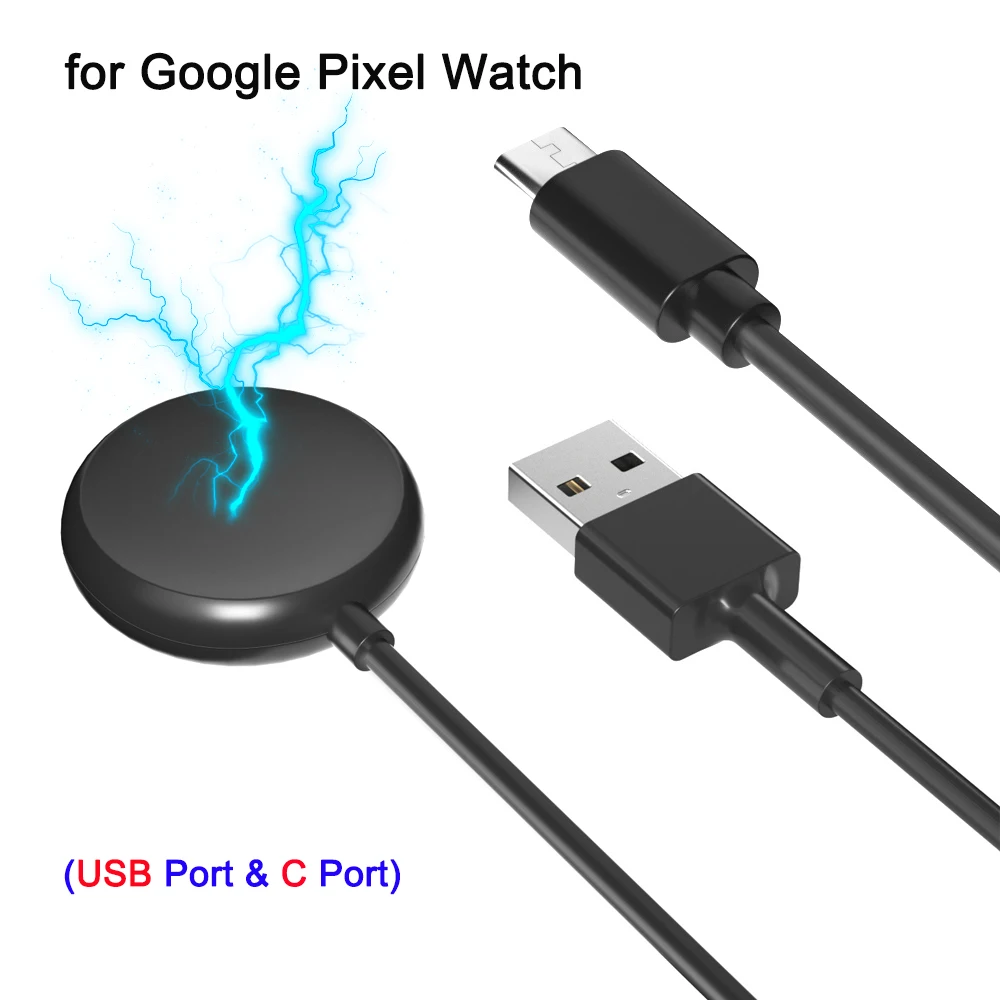 Kabel Dok pengisian daya magnetik untuk Google Pixel Gen 1 pengisi daya jam pengganti USB Port tipe-c hitam 3,3 kaki 100cm kualitas bagus