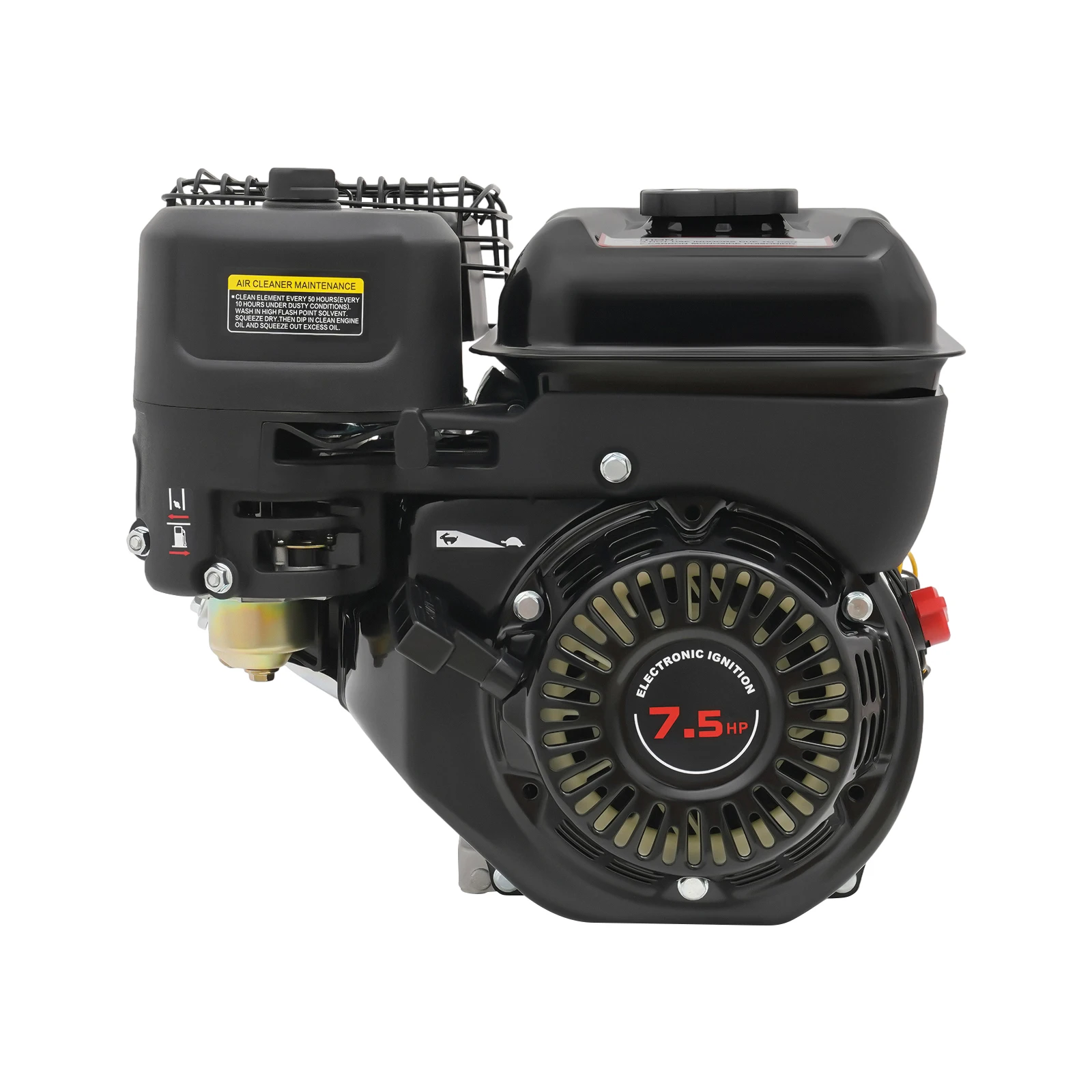 Gasoline Engine, 7.5HP 4-Stroke Horizontal Shaft Engine, Heavy Duty Cast Iron and Aluminum Construction for Generator Water Pump