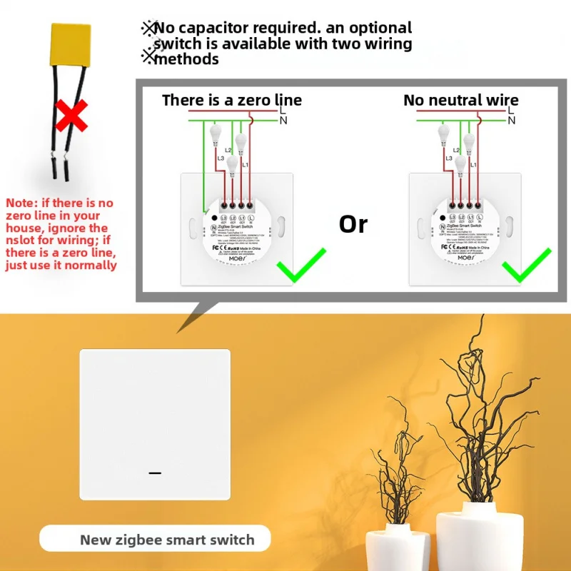 

Умный кнопочный переключатель Graffiti Zigbee | Универсальная проводка Zero Fire не требуется. | Пульт дистанционного управления через приложение + удобная кнопка | Стенка Swi
