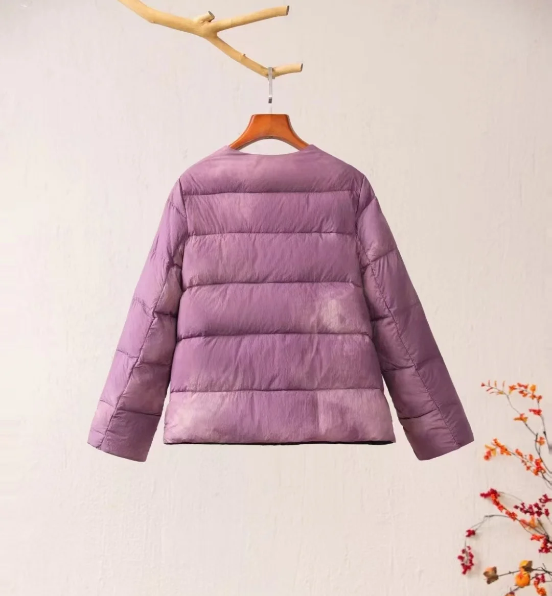 Women's down jacket Purple tie dye short Puffer coats Chinese style embroidery warm winter padded jacket high quality