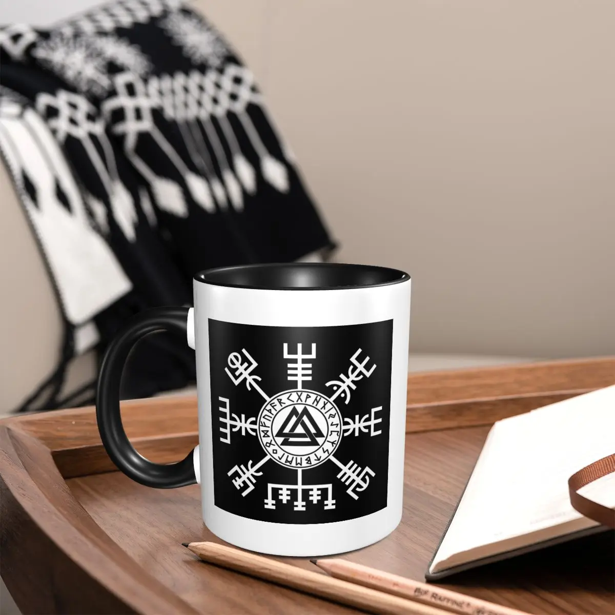Viking Compass Vegvisir Valknut Symbol Runes Mug Funny Ceramic Coffee Cups Tea Mugs Milk Cup Drinkware Gifts for Friends