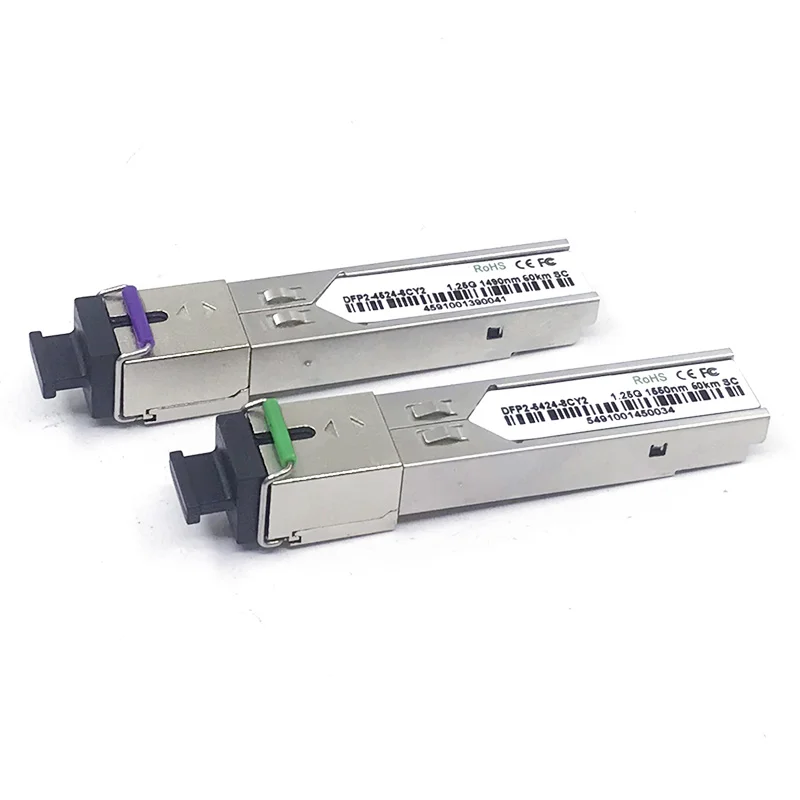 

2PCS 1 pair DFP2-4524-6CY2 Tx1550nm Rx1490nm DFB laser 1G single mode Bidi SFP 60km SC 1.25G SFP