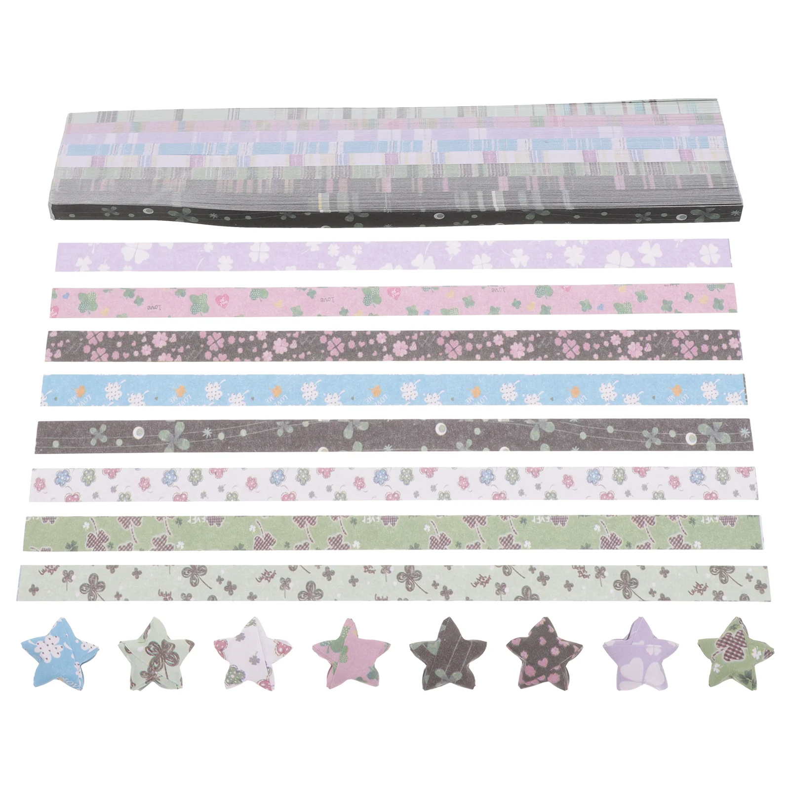 540 Pcs Decorative Star Strip Cartoon Origami Paper Strips Stars Festival Folding